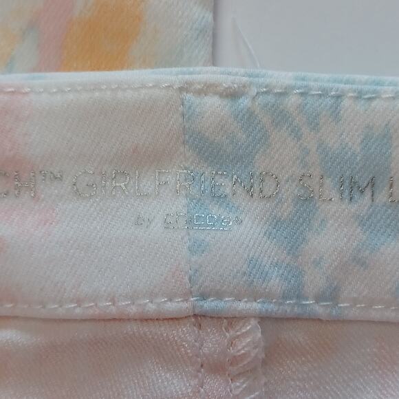 Chicos Girlfriend Slim Leg Capri Pants Size 00/XS Pastel Tie Dye Perfect Stretch - Picture 6 of 10